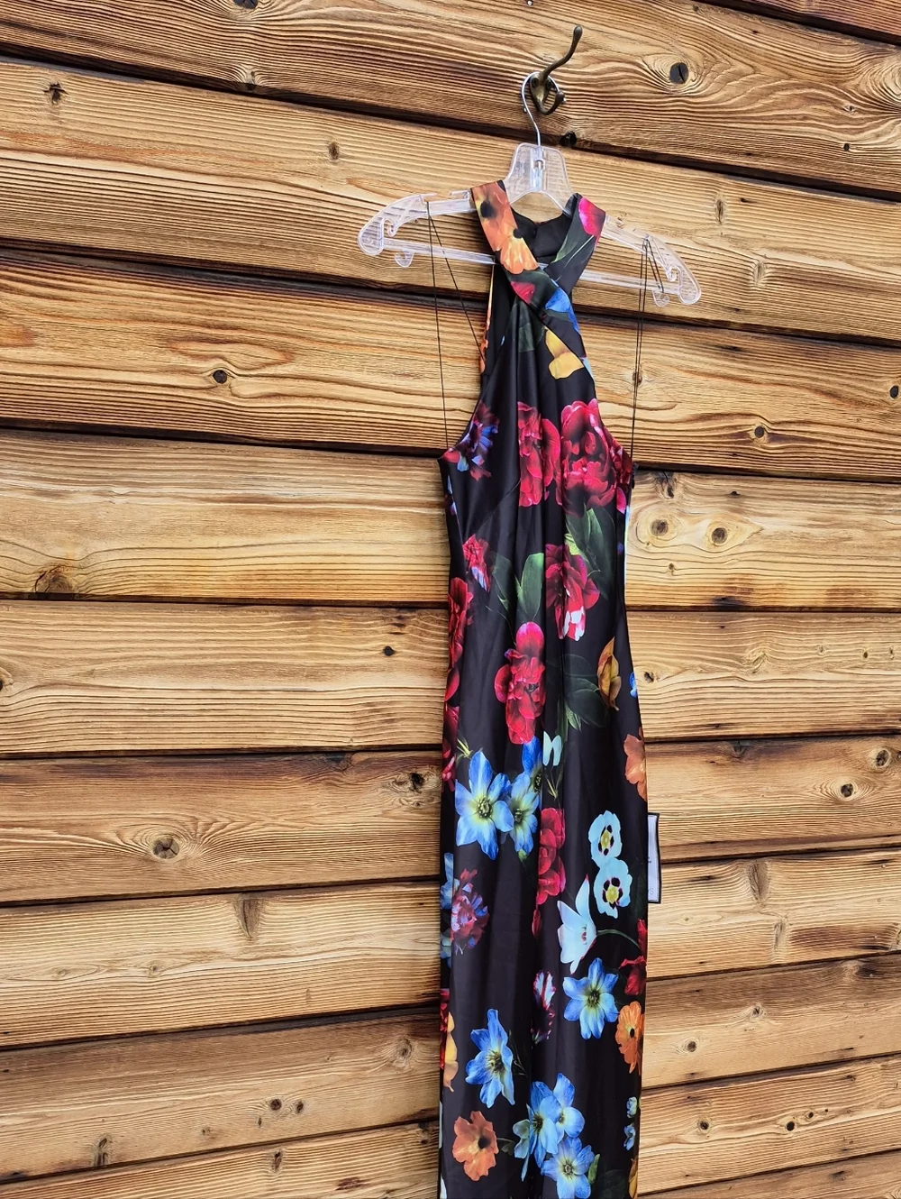NWT Adrianna Papell Black Floral Mermaid Gown with Halter Neckline 2 - Picture 6 of 14
